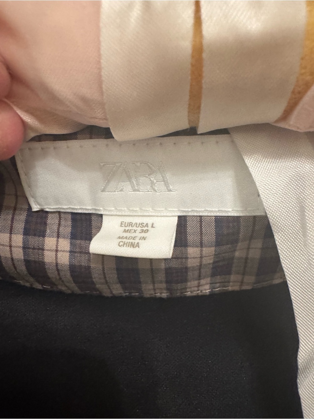 Zara Beige Check Drawstring Jacket - Picture 3 of 3